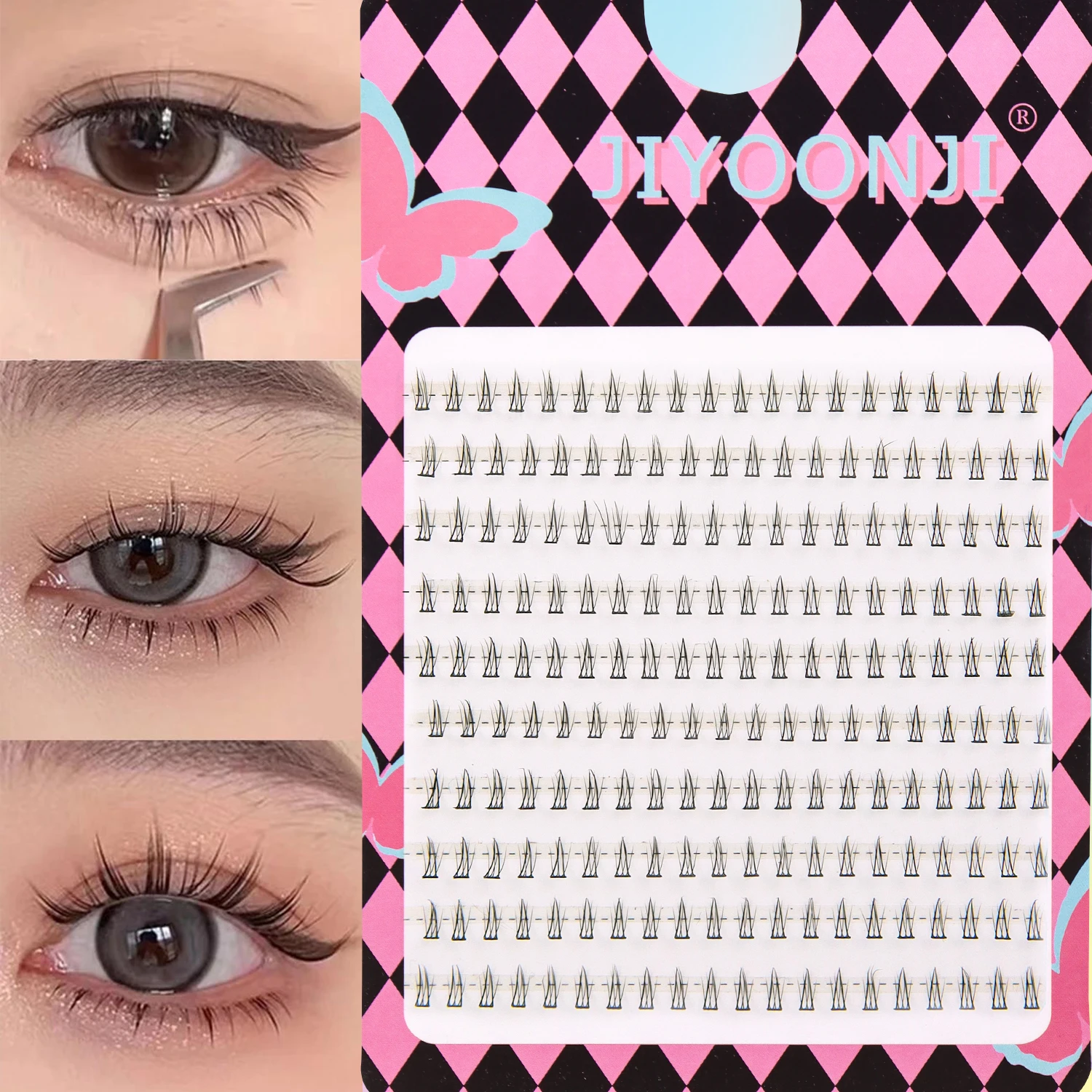 200 Wimpernbüschel für die unteren Wimpern, natürlich und realistisch, dünner Stiel, weiche und bequeme Wimpern, natürlicher segmentierter Stil, künstliche Wimpern für die schnelle Anwendung,