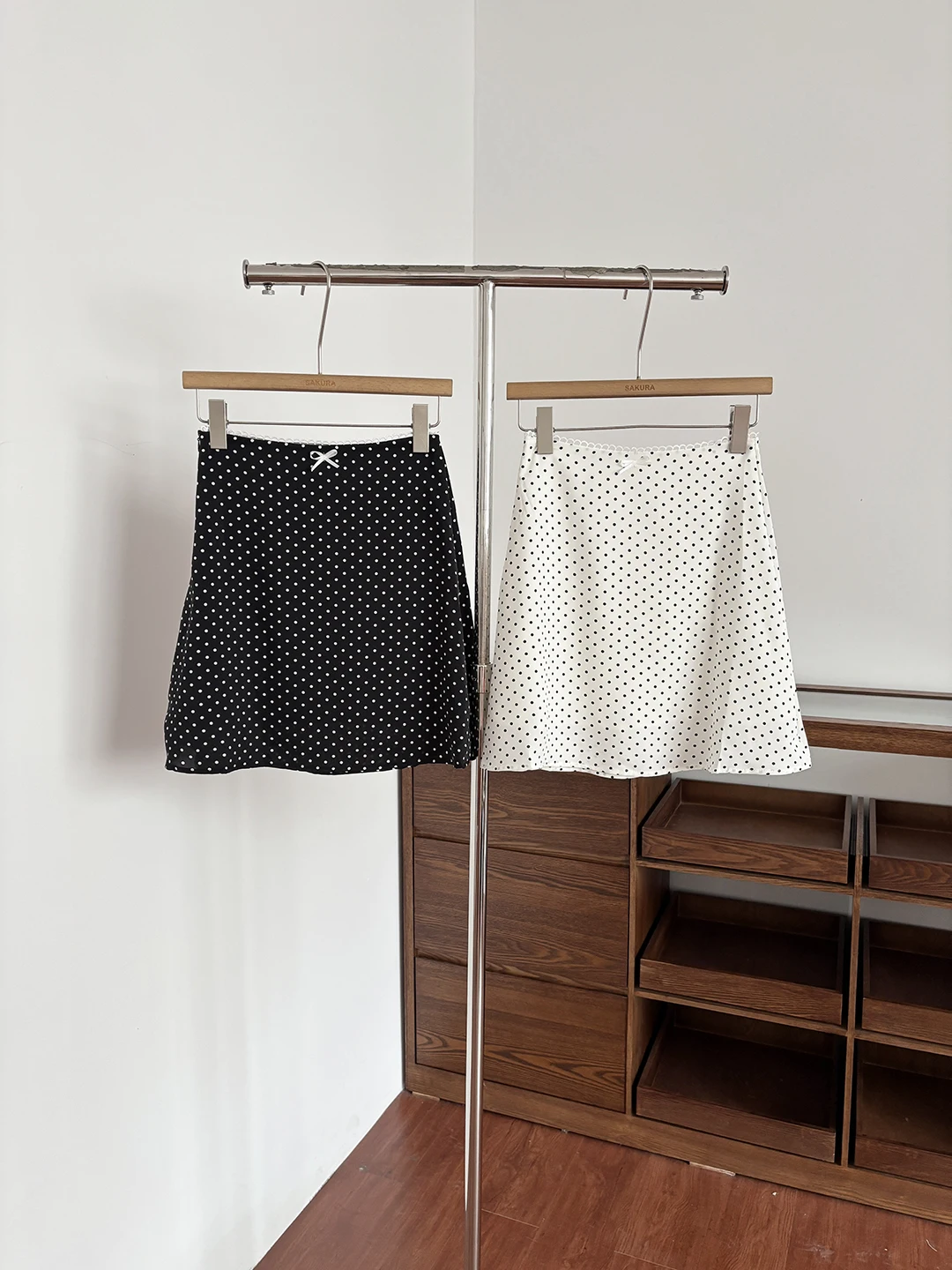 

DIYI Paris Guide Polka Dot Lace A-Line Skirt Women's Summer 2026 Slimming High Waist Polyester Fiber Knot