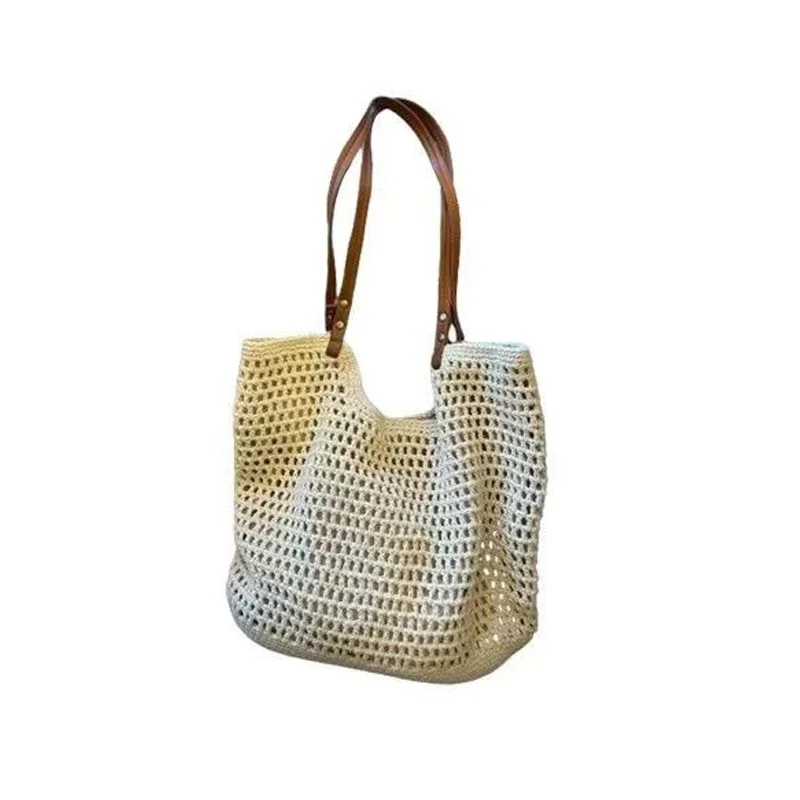 

Female Retro Hollow Solid Crossbody Bag Ladies Fashion Beach Leisure Shoulder Bags Women's Summer Weaving Crochet Tote Handbags