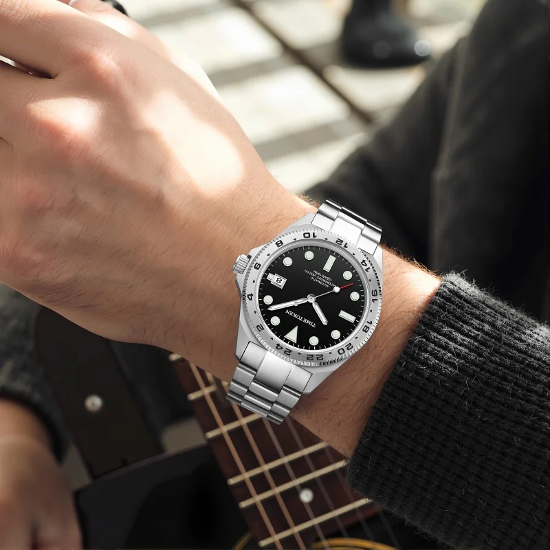 TIME TOKEN 2025 Men’s 40mm Automatic Mechanical Watch – Sapphire Crystal, Stainless Steel Case & Waterproof Design