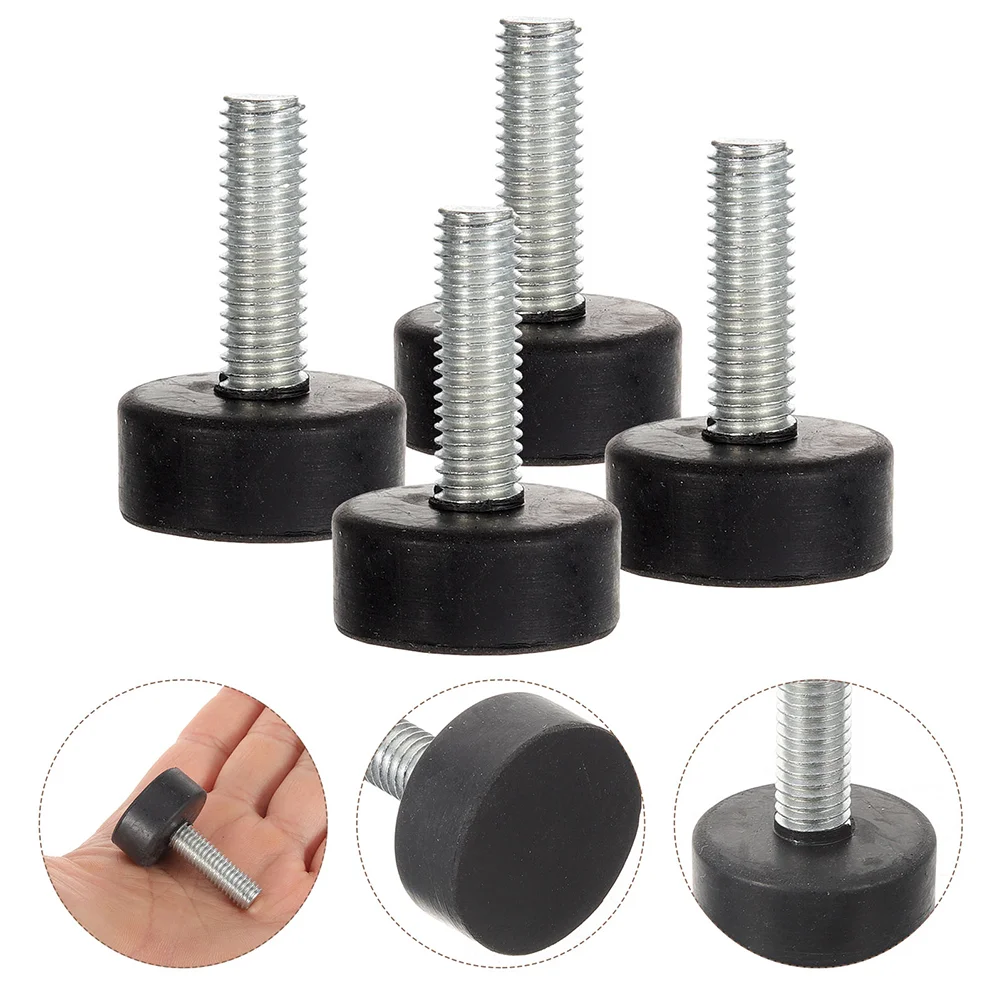 4 Pcs Table Legs Feet Screw on Adjustable for Furniture Leveling Screws Levelers Rubber Iron Anti Skid Pads