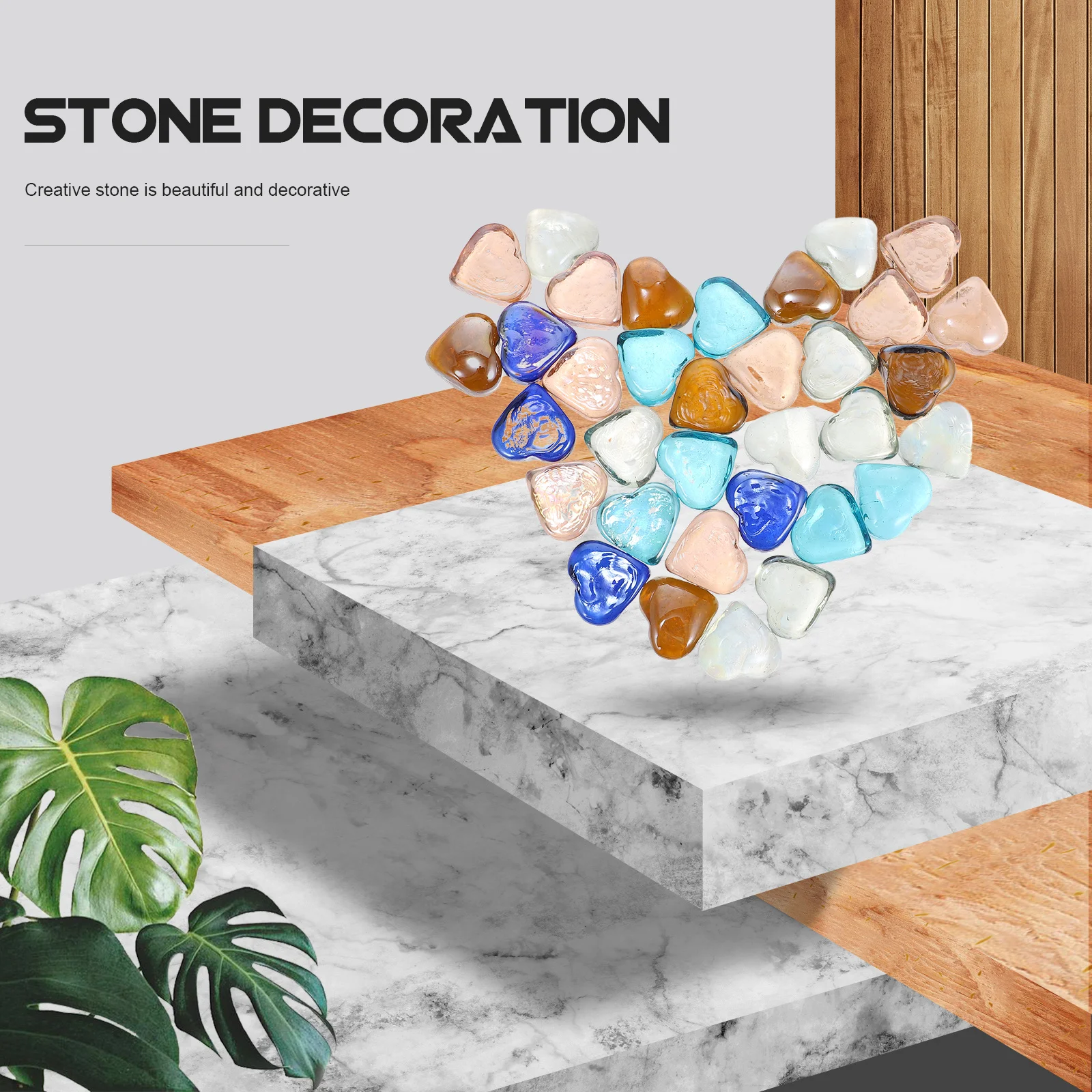 

1Set Decorative Glass Stone Aquarium Heart Stone Decoration Creative Garden Fish Tank Decor Colored Aquarium Stones