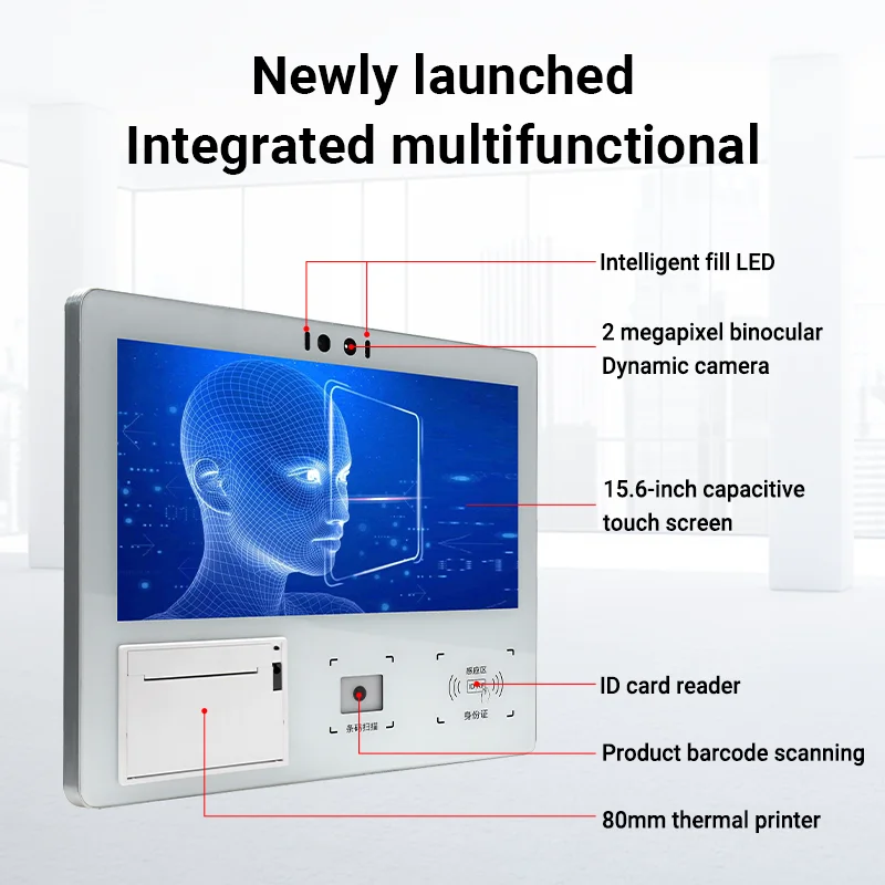 Wall Mountable 15.6 Inch Capacitive Touch Screen Self-service All in One  Food Ordering Kiosk Payment Machine Self Service Kiosk