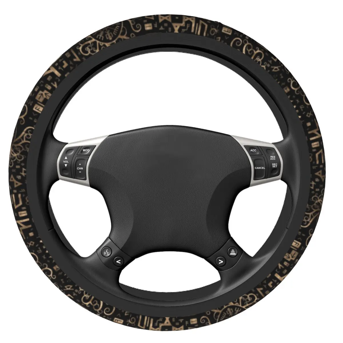 Vegvisir Tree Of Life Yggdrasil And Runes Car Steering Wheel Cover 38cm Elastic Vikings Valhalla Elastische Car Accessories