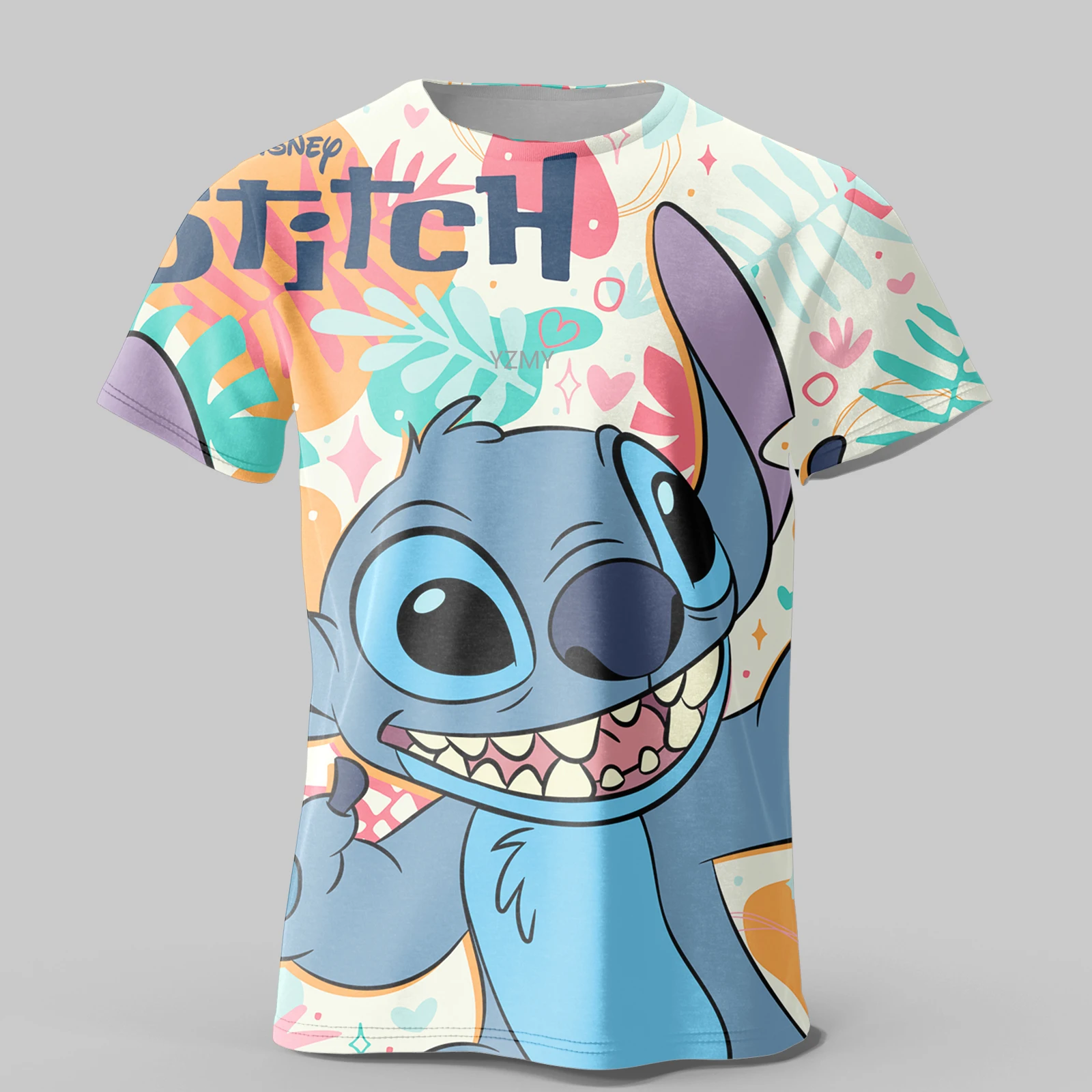 Disney-Camiseta con estampado 3D de Lilo Stitch para niños, camisetas de películas de dibujos animados, ropa de calle informal para niños y niñas, verano 2024