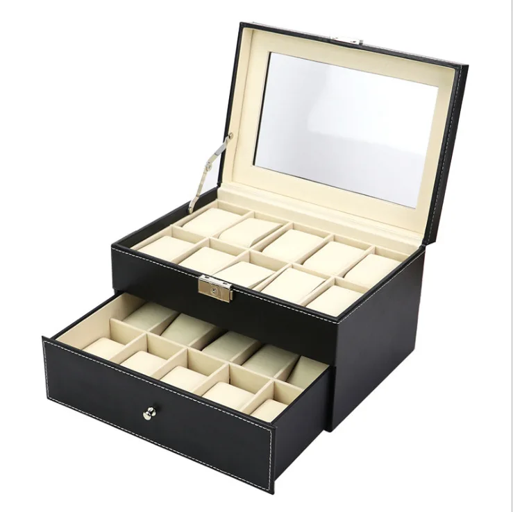 

20 double layer high-end transparent watch with drawer display storage box