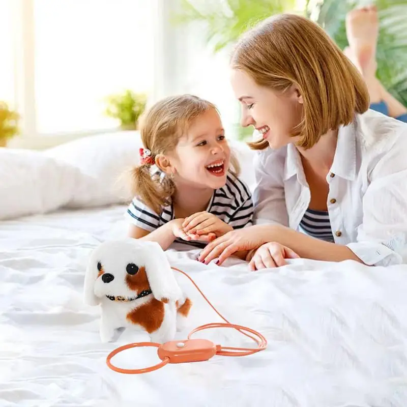 Jouet Électrique en Peluche pour Chien qui Aboie, Figurines Interactives, Animal Réaliste, pour Enfant, Famille et Amis