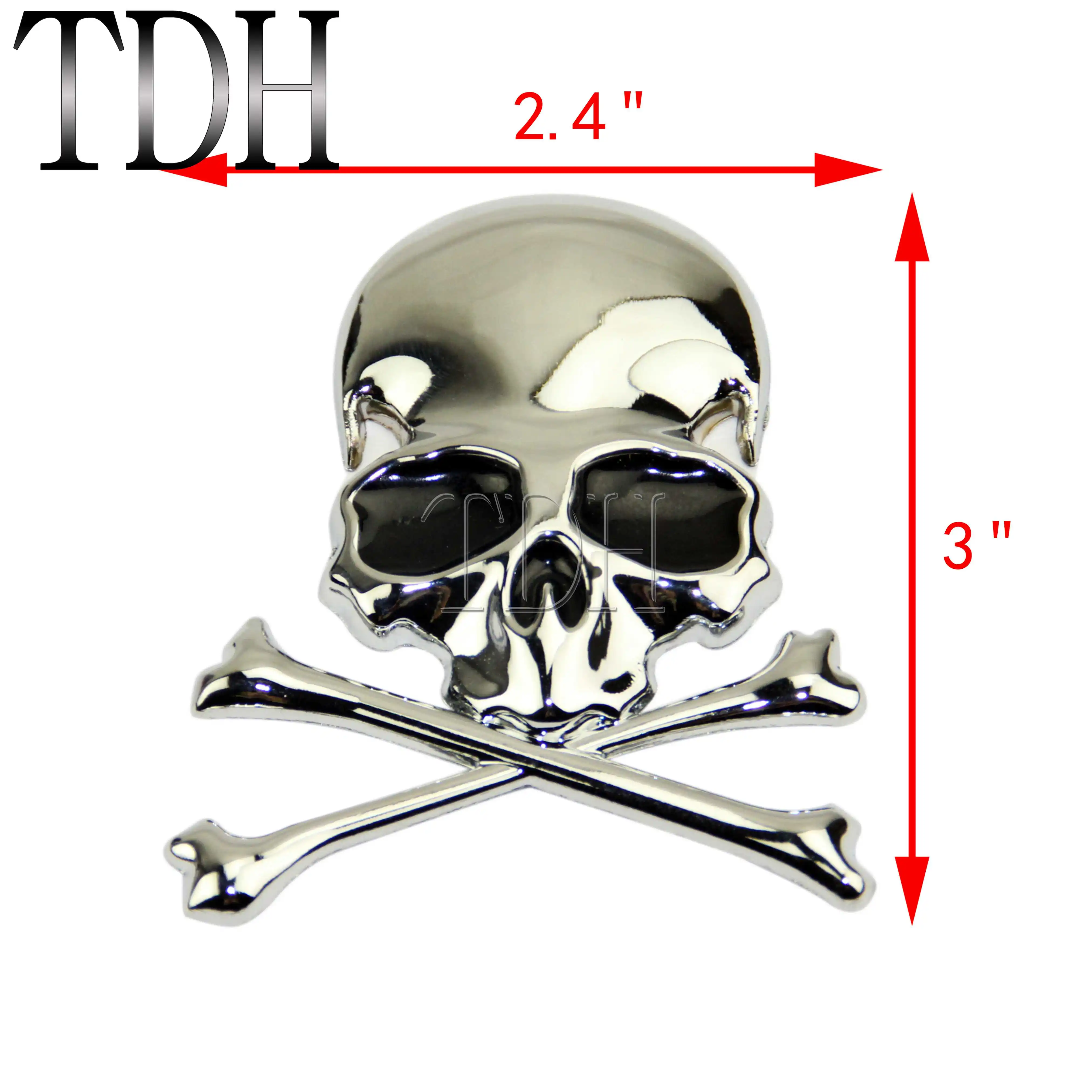 3D Chrome Metal Skull Skeleton Car Trunk Tailgate Emblems Badges Decal Sticker For Harley Chopper Bobber Custom Honda BMW Suzuki