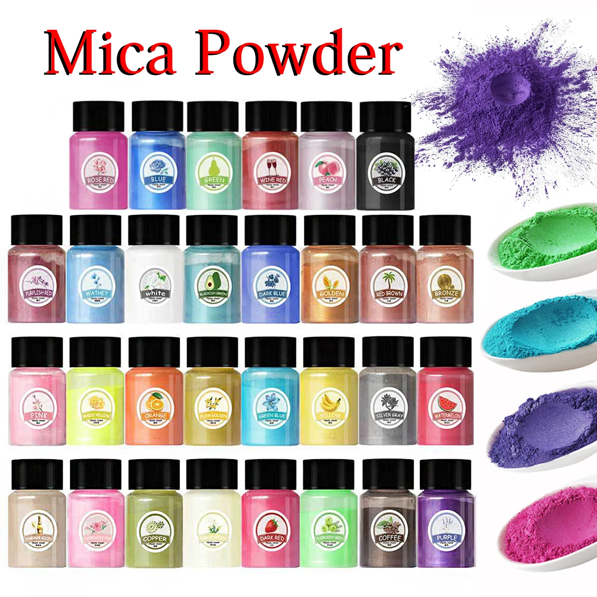 10g 28Colors Mica Powder Natural Mica Pearl Powder Dye Epoxy Resin DIY Jewelry Making Crafts Pearlescent Powder Supplies