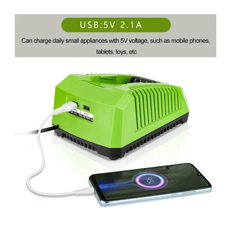 NEW With USB port Portable Battery Charger For Greenworks 40V Li-ion Battery Charger Electric Tool Drill Saw Battery Charger