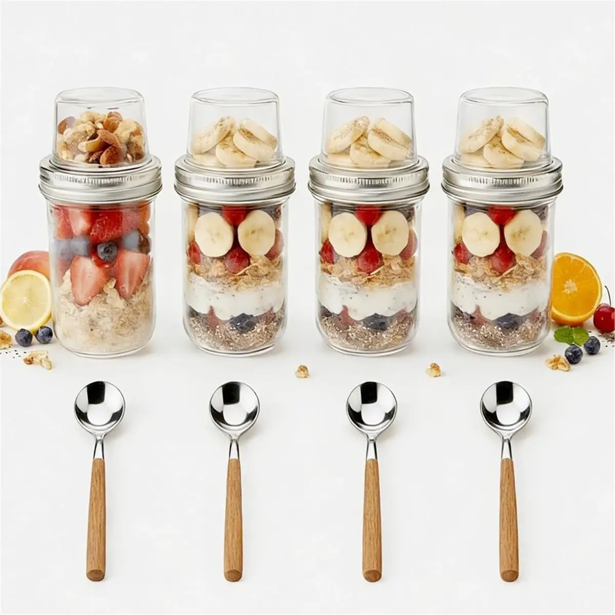 BAAE Overnight Oats Containers with Lids,Dual-Layer Glass Meal Prep with Dry and Wet Separation for Overnight Oats, Salad