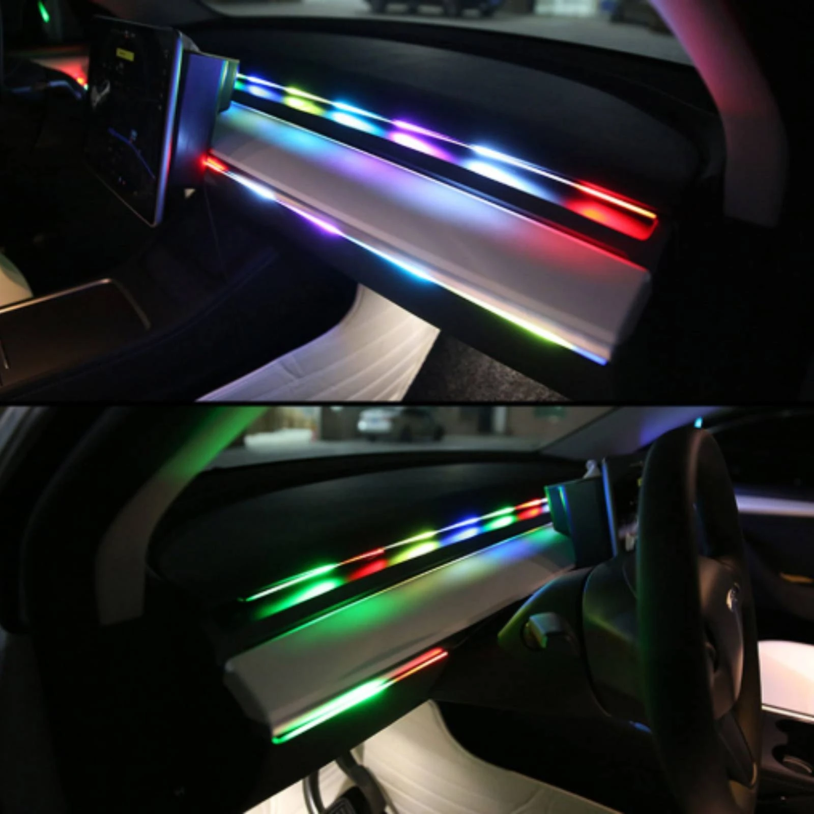 6 Pieces Acrylic Interior Car LED Lights App Controlled Car Ambient Lighting Kit Acrylic Light Strips Multicolor for Drivers view 2