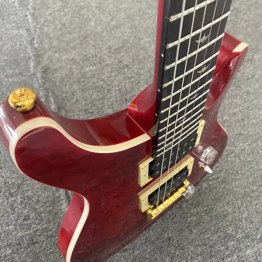 Red Tiger Stripe Gold Hardware Bird Motif Fingerboard Electric Guitar HHH Pickup Music Lover Item Delivery Included Beginner