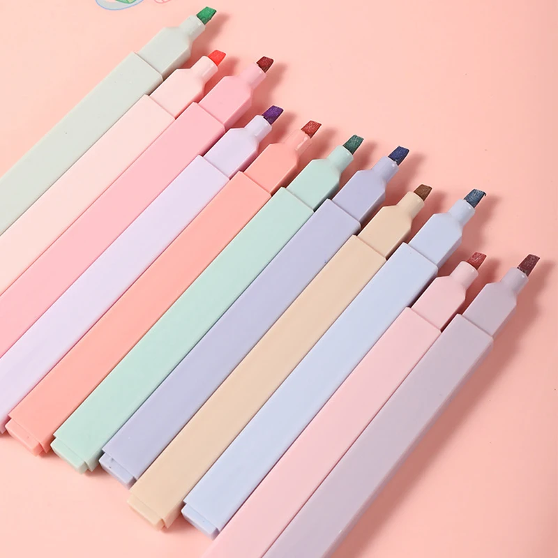 Fluorescent Highlighter Pens Double Headed Pastel Highlighters Stationary Supplies Kawaii Colored Markers Pens 12 Colors