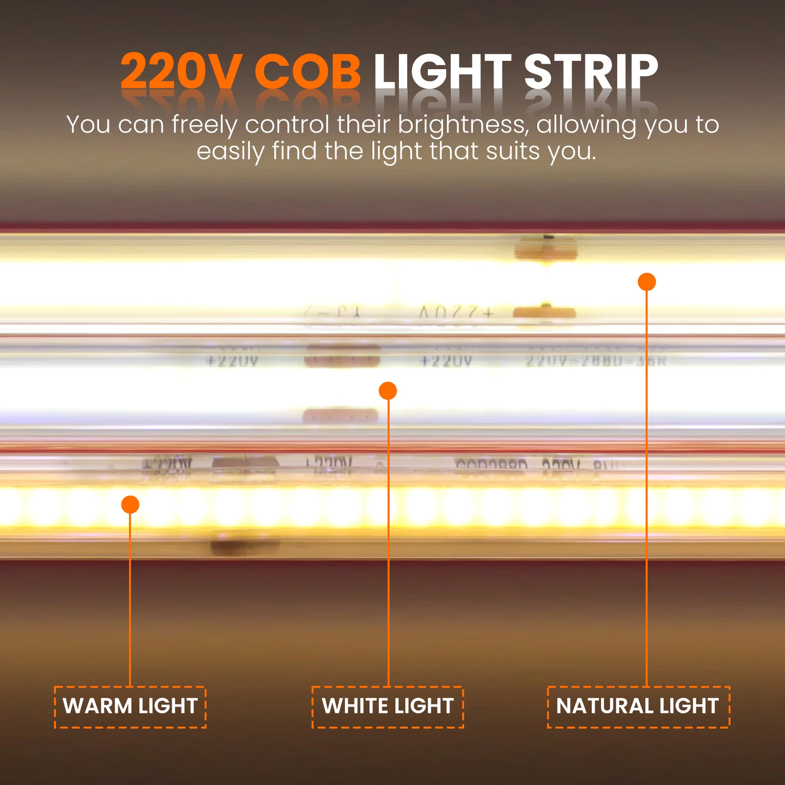 220 فولت COB LED قطاع مع الموقت باهتة الاتحاد الأوروبي المملكة المتحدة الاتحاد الأفريقي التوصيل مقاوم للماء 288 المصابيح/م لاصق LED شريط إضاءة لغرفة النوم ديكور مطبخ