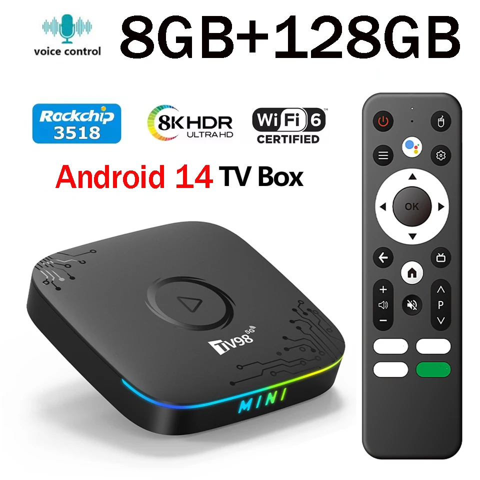 

2026 Smart Android 14 TV Stick TV98 PK T1 RK3518 Dual WiFi 4G/5G Support Goog Assistant Streaming 8GB 128GB IPTV 8K Media Player