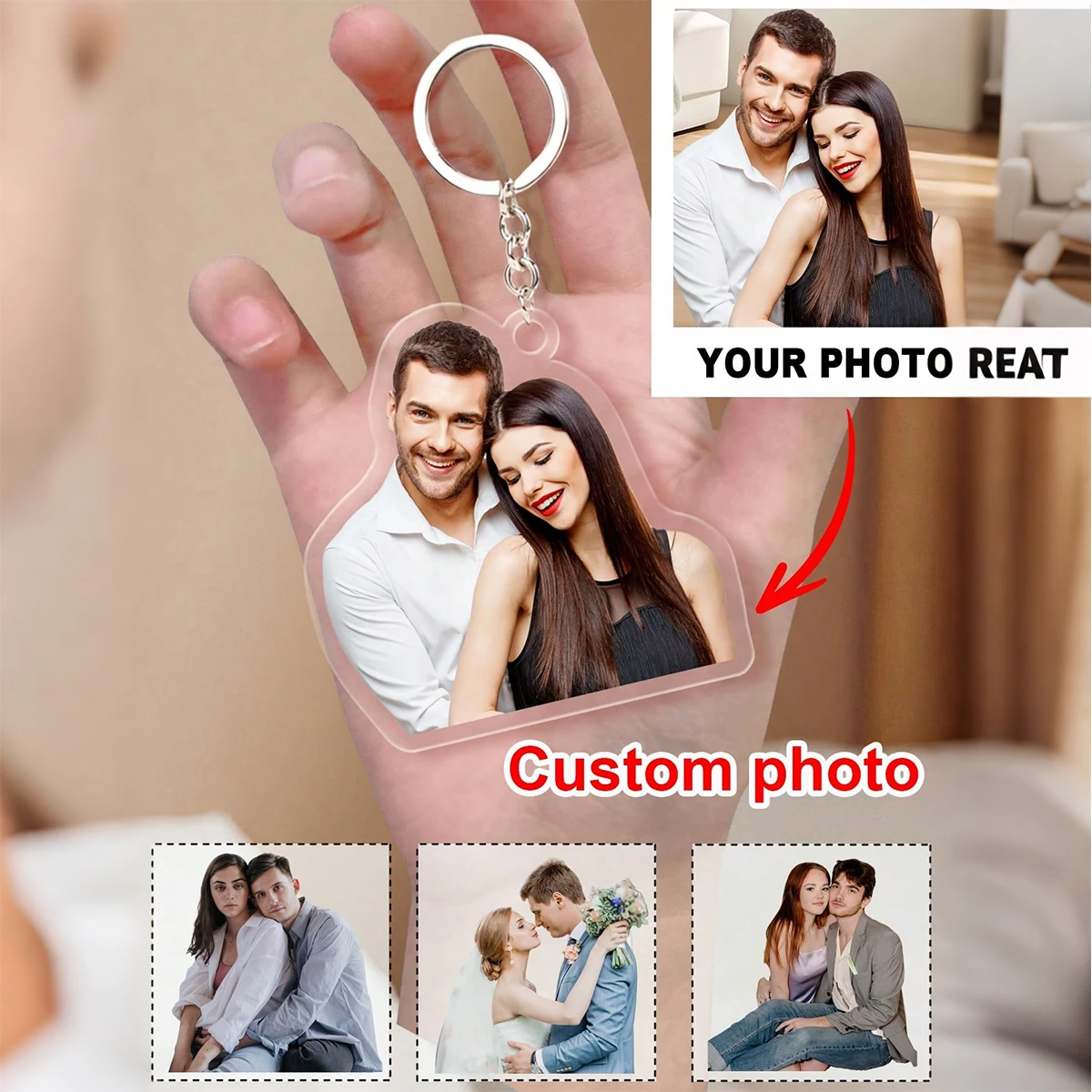 Custom Color Photo Acrylic Keychain, Keep Your Favorite Photos By Your Side. image 2