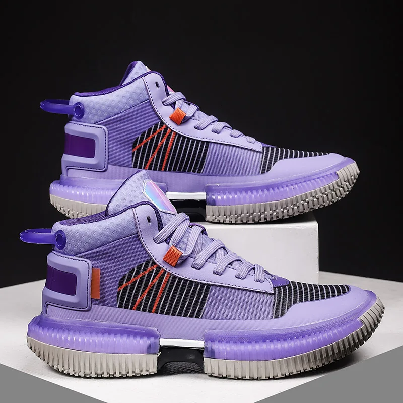 

2023 New Professional Men's Basketball Training Shoes Fashion Purple Unisex High Top Sneakers Women Athletic Shoe Baskets Hommes