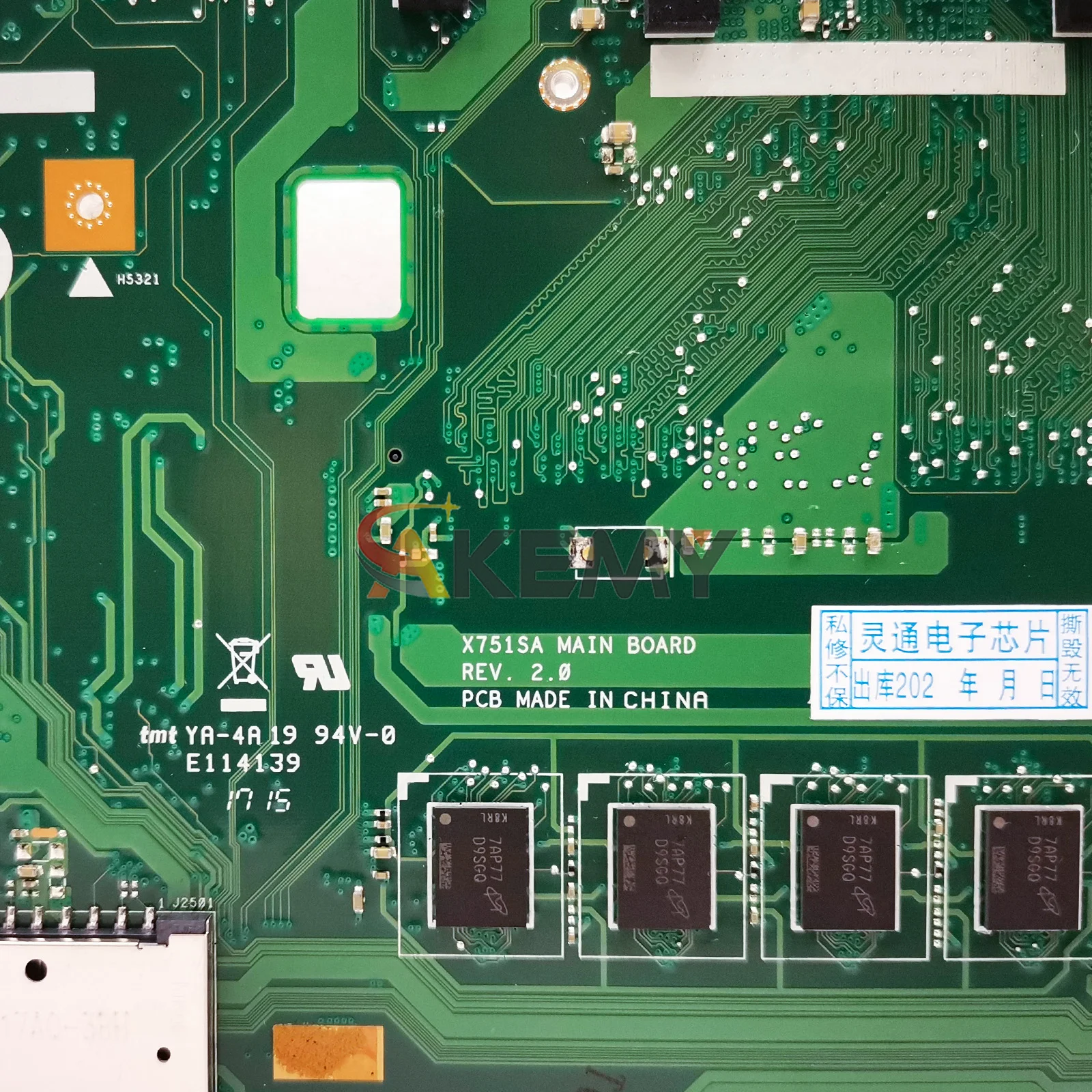X751SA เมนบอร์ดแล็ปท็อปสำหรับ ASUS VivoBook X751SA X751SJ X751S A751S F751S X751SV เมนบอร์ดซีพียูเซลเลอรอน 100% ทดสอบ OK stk