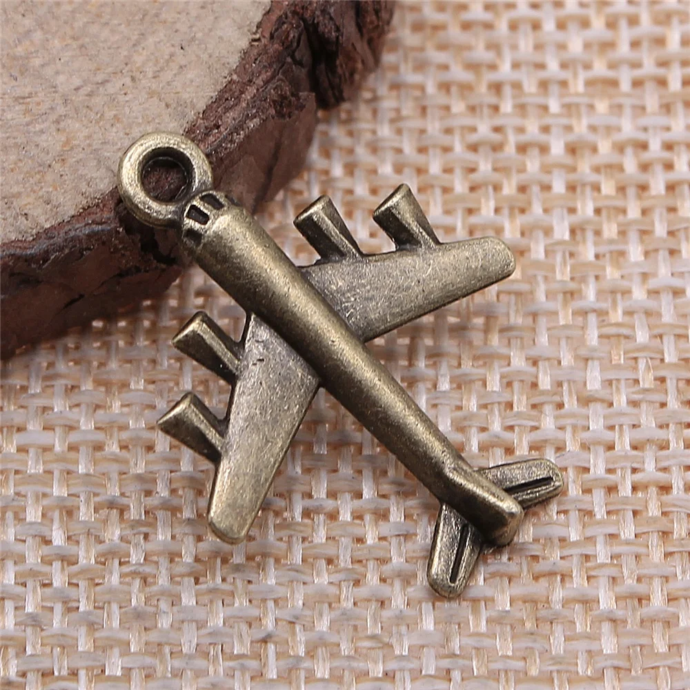 WYSIWYG 10pcs 27x21mm Airplane Fighter Charm Pendants For Jewelry Making 2 Colors Aircraft Pendants Charm