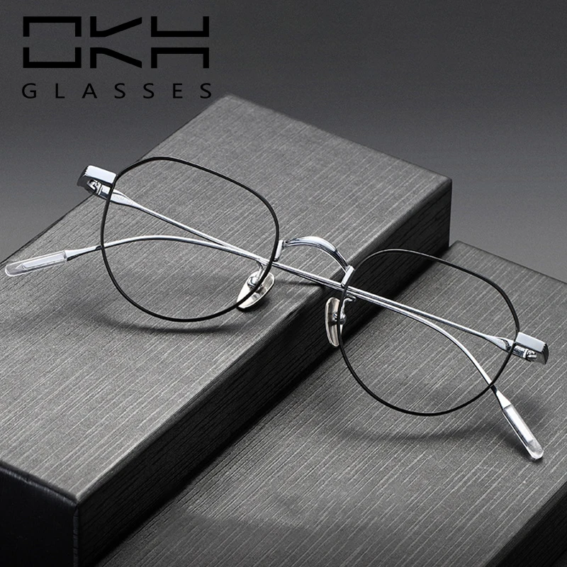 OKH Top Quality Titanium Customize Prescription Glasses Frames Men Women Vintage Small Size Eyeglass Frame Fashion Eyewear T40