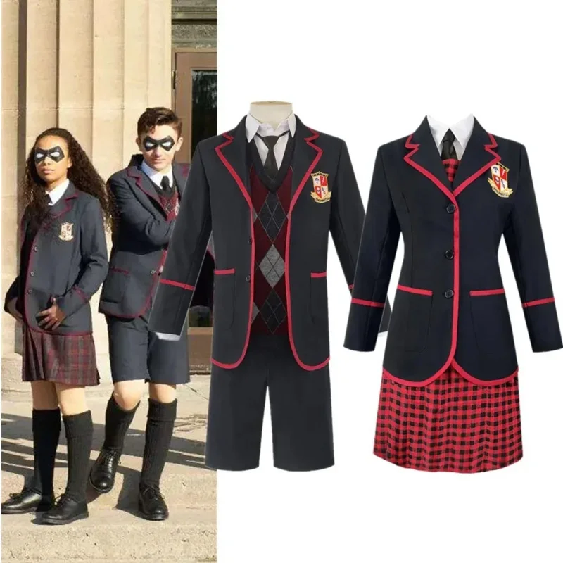 Film The Umbrella Academy Numero Cinque Donna Uomo Costume Cosplay Abiti di Halloween Abbigliamento universitario Uniforme scolastica quotidiana