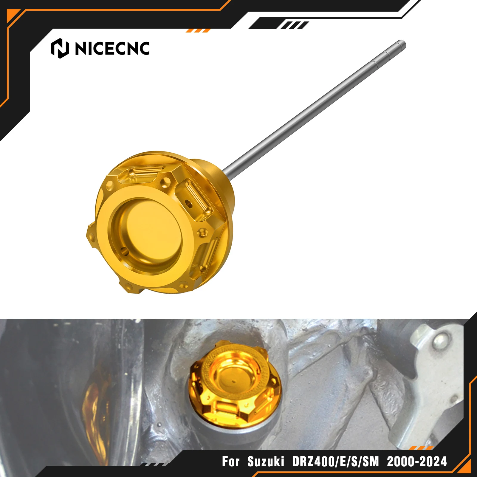 

For Suzuki DRZ400 DRZ400E DRZ400S 2000-2024 DRZ400SM 2005-2024 DR-Z 400 400E 400S 400SM Engine Oil Dipstick Dip Stick Plug