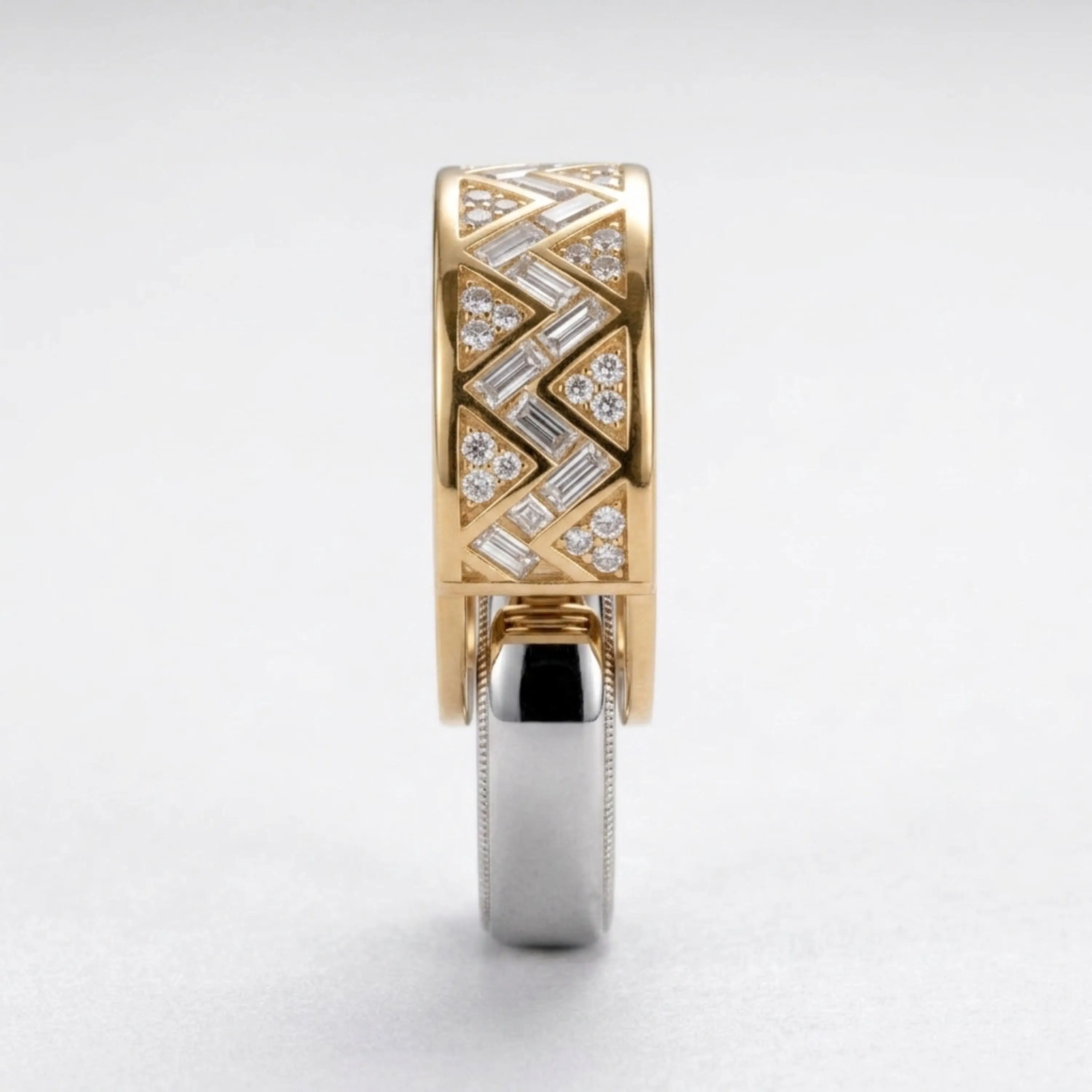 Moissanite Oura Ring Cover Compatible with Oura Ring 5 and Oura Ring 4, Baguette and Round Stone Shield, 14K Gold Vermeil Jacket