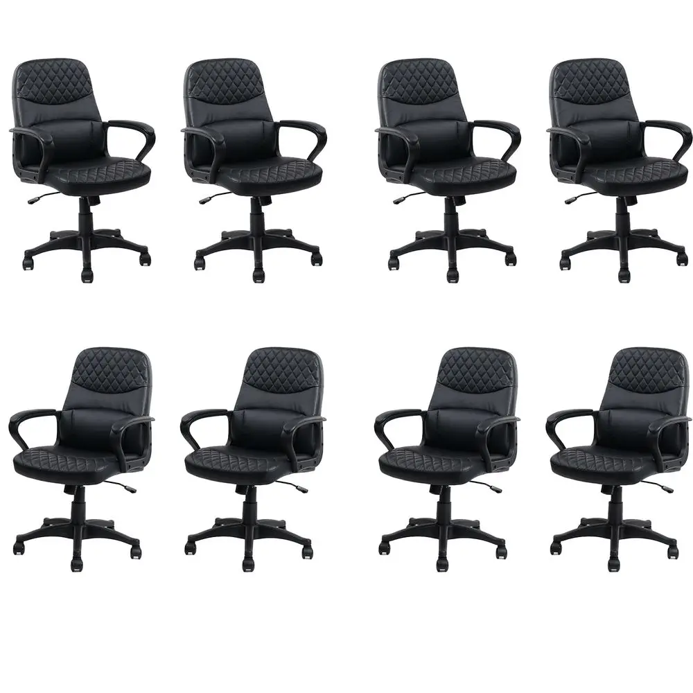 

Office Chair Mid Back Leather Computer Desk Chair with Wheels, Ergonomic Executive Swivel Chair with Lumbar Support, Armrest fo