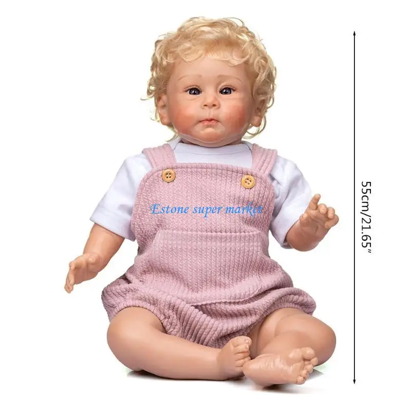 090B 21In قوقازي نابض بالحياة للدمية التي تولد من جديد مع عيون مفتوحة وشعر أشقر للأطفال الرضع تود