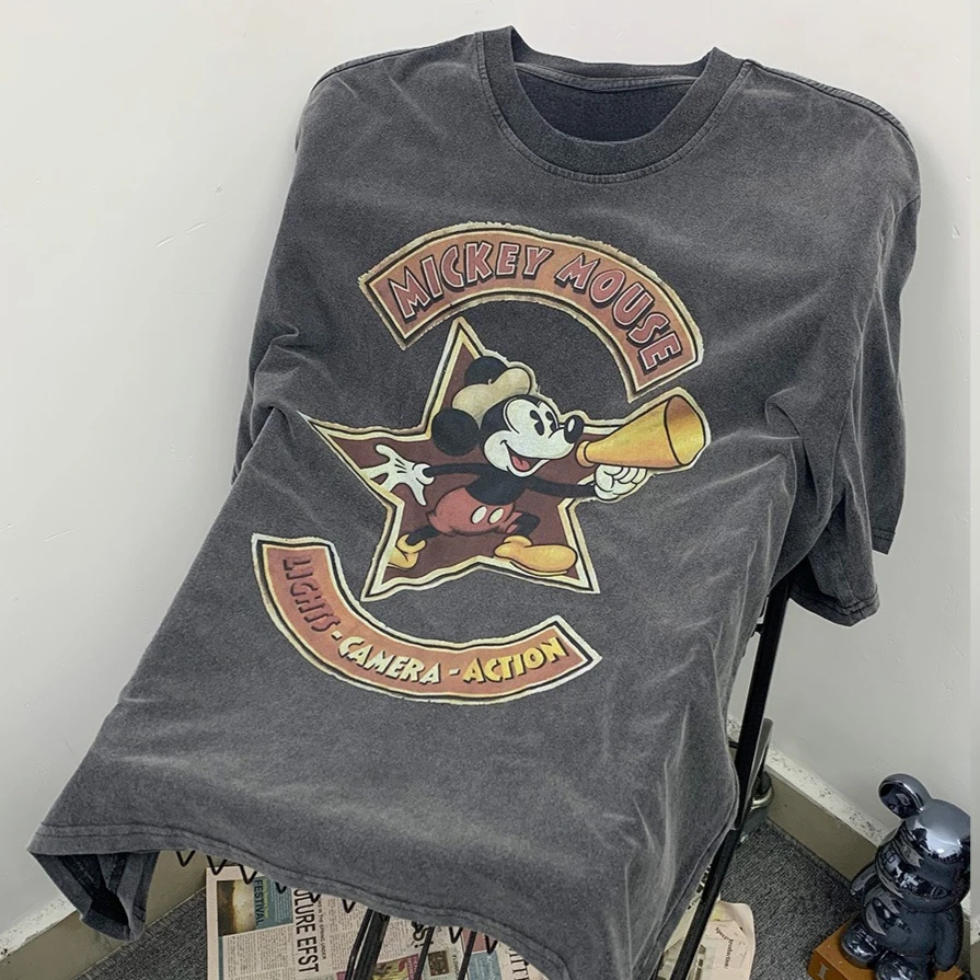 

Summer 2025 Oversized Graphic T Shirts Men's Clothing Vintage Washed Women Short Sleeved Tee Streetwear Y2k Clothes Couple Tops