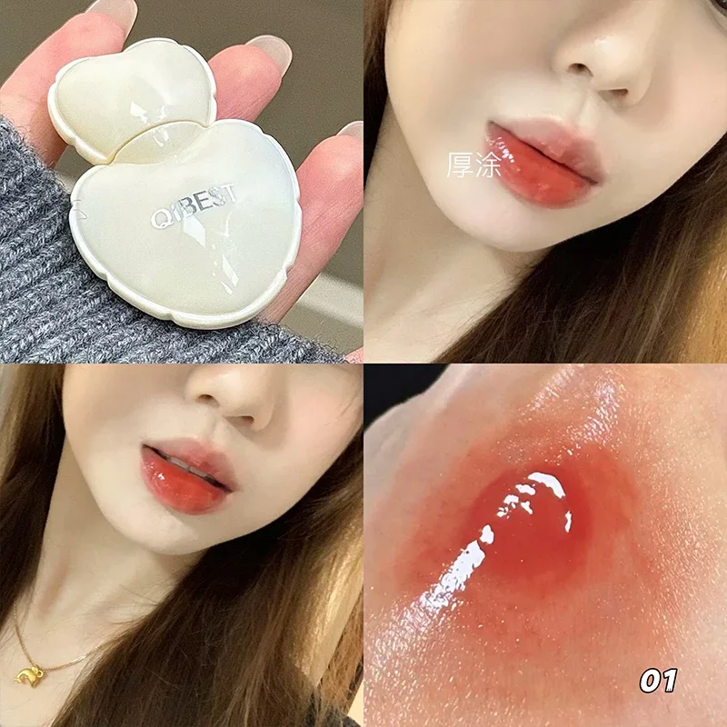 QIBEST 4 Colors Mirror Lips Gloss Jelly Hydrating Lip Glaze Long Lasting Lipstick Tender Student Korean Cosmetics Lip Stain Tint