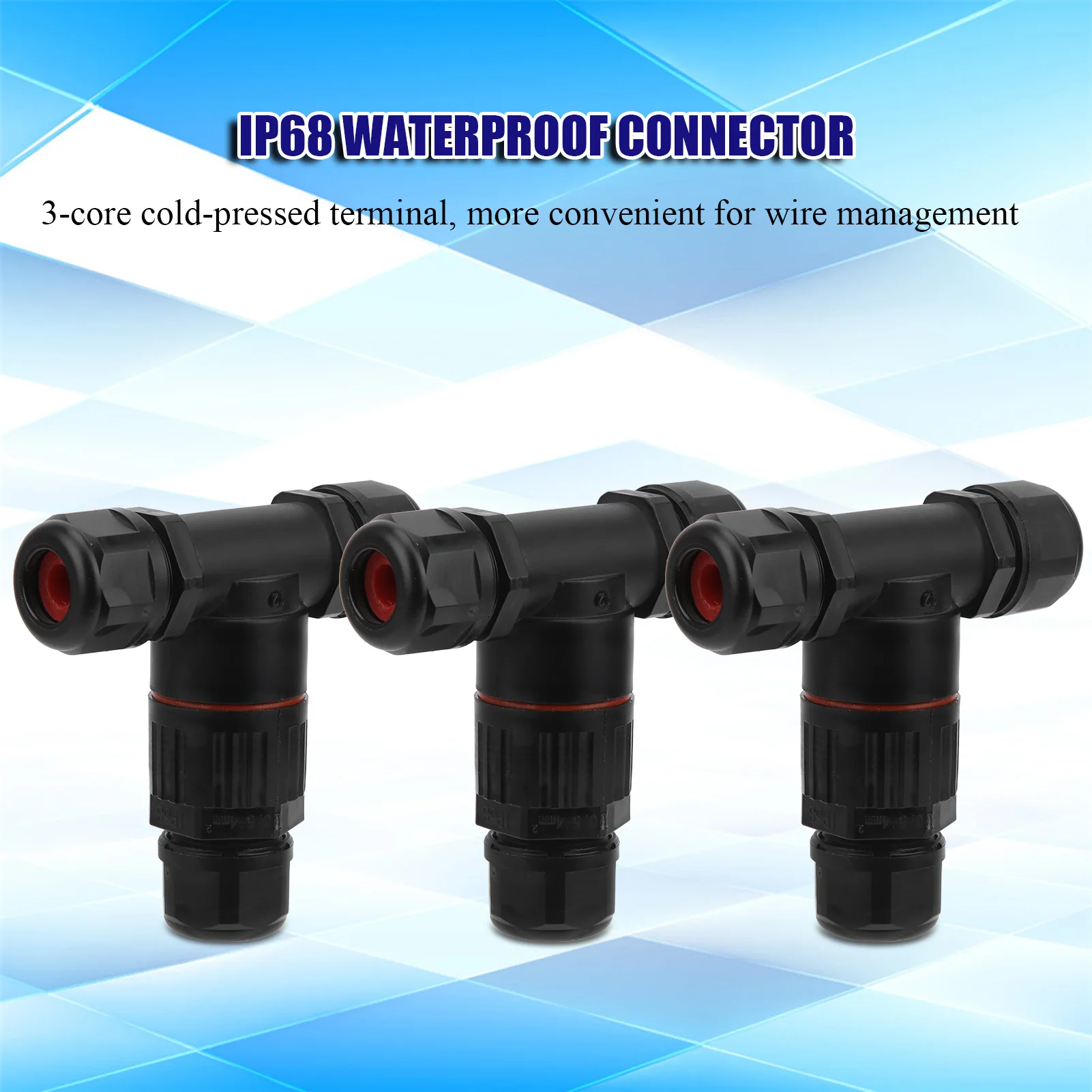 IP68 Waterproof Connector Electrical Cable 3 Way T Shape Outdoor Industrial Accessories 3 Way Waterproof Connector