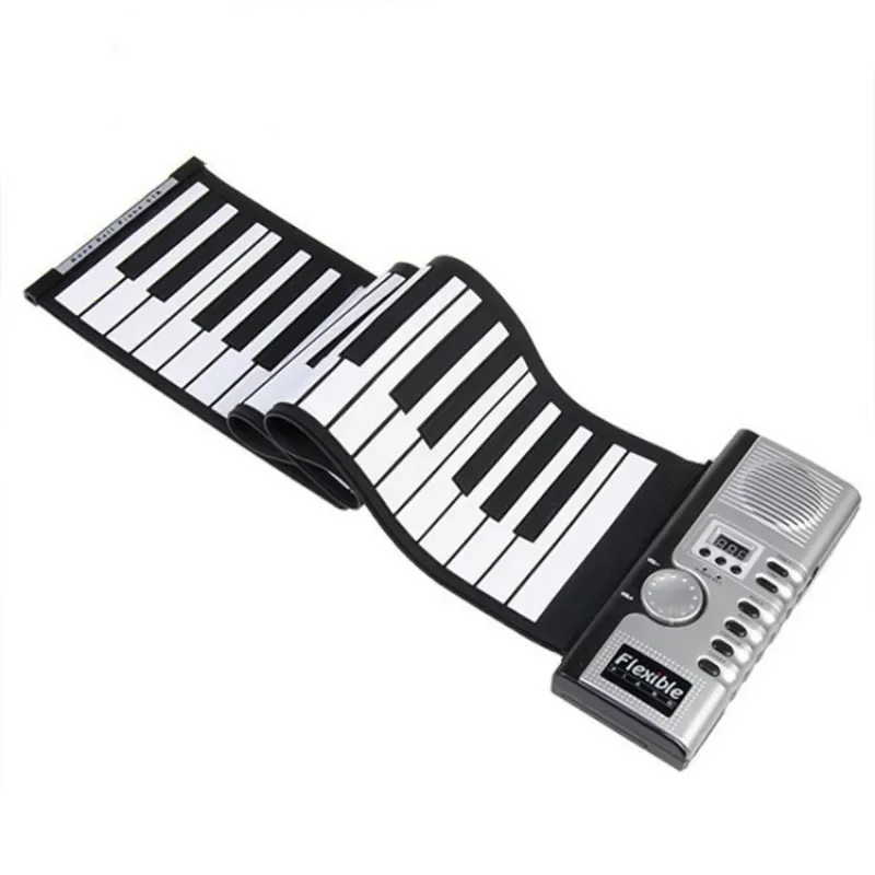 English 61 Key Hand-rolled Piano Built-in Speaker Silicone Folding Adult Electronic Organ Beginner Keyboard Musical Instruments