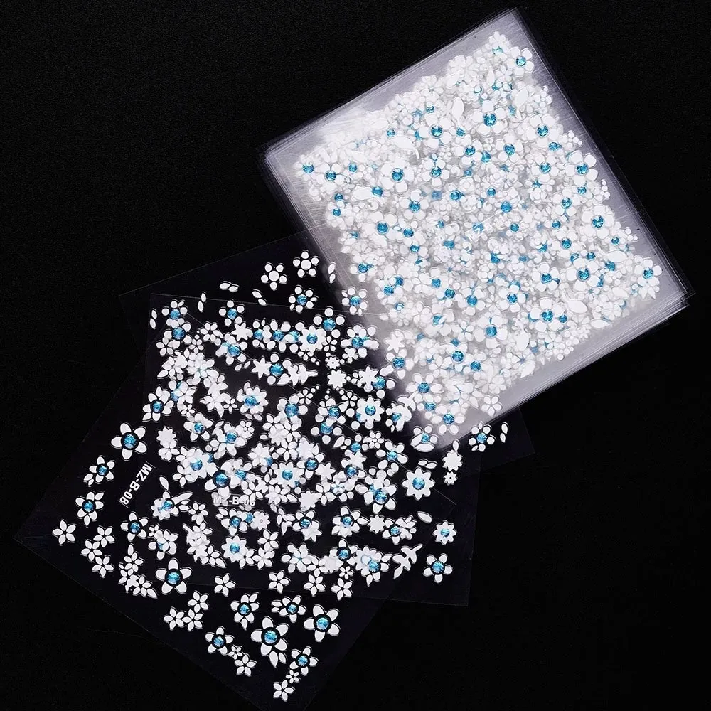 5pcs Nail stickers, star moon Blue Diamonds, Small Flowers, colorful Imitation Diamonds, Self-Adhesive Nail stickers,