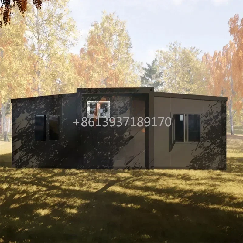 مصنع رخيص 20 40ft جاهز قابل للتوسيع أجنحة مزدوجة منزل جاهز سهل التجميع 40 قدم منزلق خارج المنزل مع 3 سرير