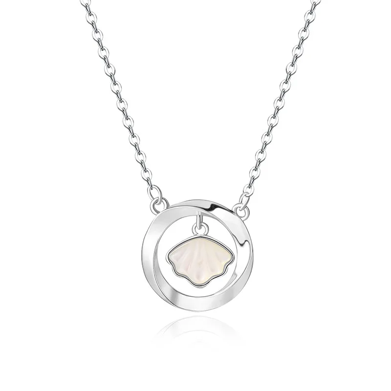 

100% 925 Sterling Silver Geometric Necklace for Women Girl Fashion Shell Mobius Strip Design Jewelry Party Gift Dropshipping