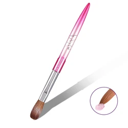 100% Pure Kolinsky Acrylic Brush UV Gel Carving Pen Liquid Powder DIY Nail Drawing Flat Crimped Pink Relief Metal Nail Art Brush