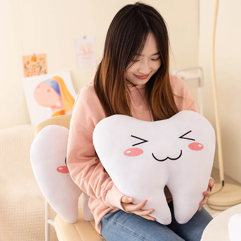 Lovely Cartoon Simulation Tooth Dolls Women Girls Bag Hanging Accessories Toys Soft Stuffed Teeth Kawaii Gift Kids Plush Peluche