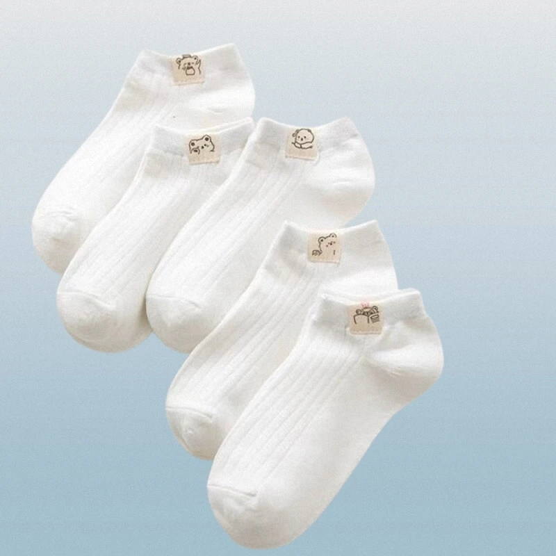 Chaussettes courtes ours blanc pour femmes, bouche peu profonde, tube court invisible, chaussettes bateau minces et mignonnes, nouvelle mode, 2024 paires, 5/10