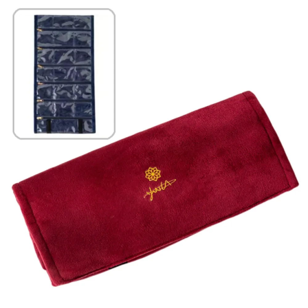 

Foldable Velvet Jewel Bag 9/18 Compartments Anti-Scratch Jewelry Storage Roll Bag Simple Dustproof Travel Jewelry Organizer