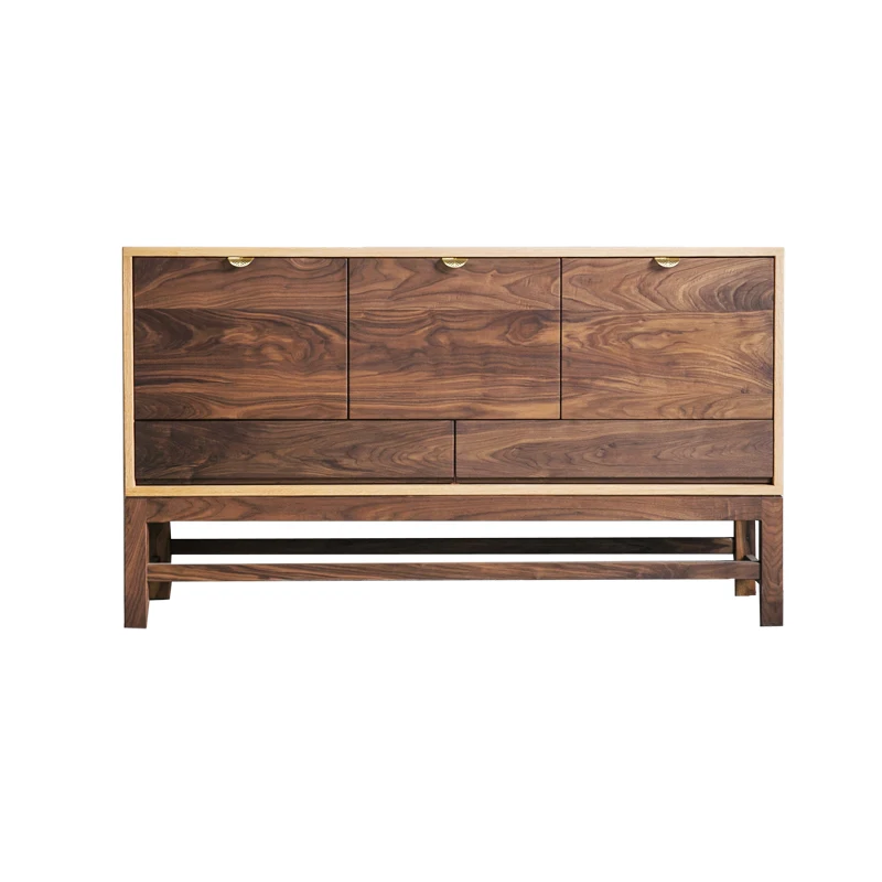 

Простой боковой шкаф из массива дерева, черный орех, вход, шкафчик для хранения, новый китайский стиль в японском стиле.