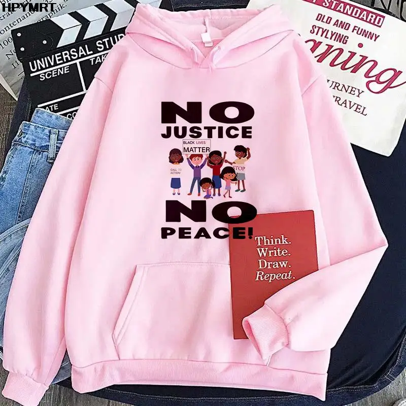 

Fashion Hoodies Women Loose Clothes No Justice No Peace Letter Printing Sweatshirt Woman hipster Hoodies Sweatshirt Female Top