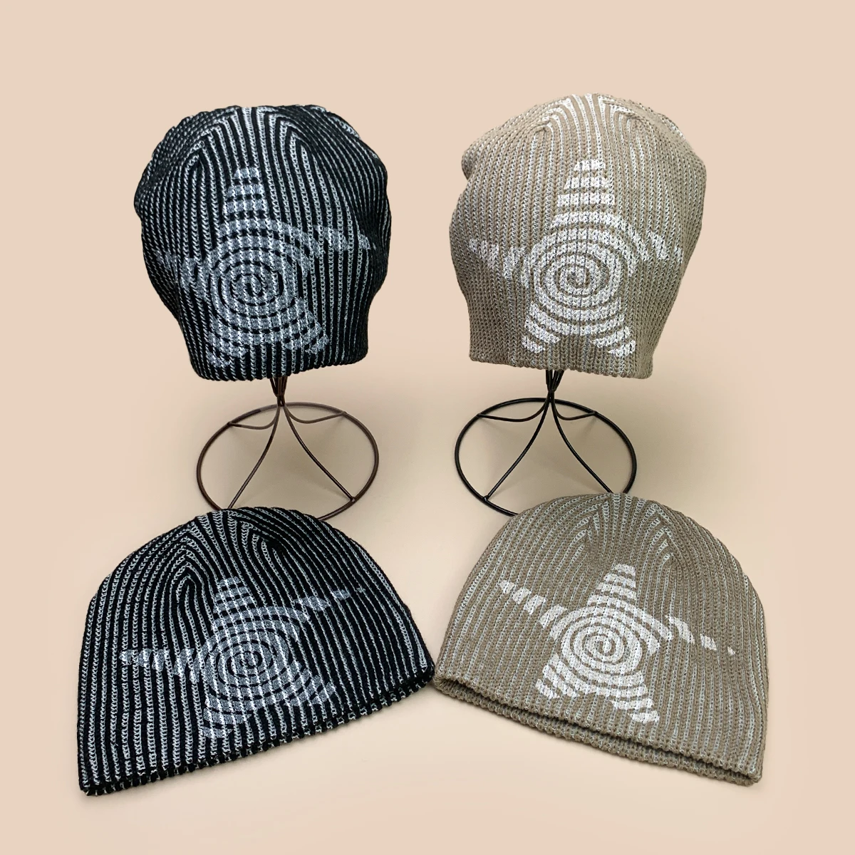 

Korean Street Graffiti Vortex Pentagram Knitted Hats New Men Women Stripe Warm Personal Fashion Hip-hop Versatile ins Beanies
