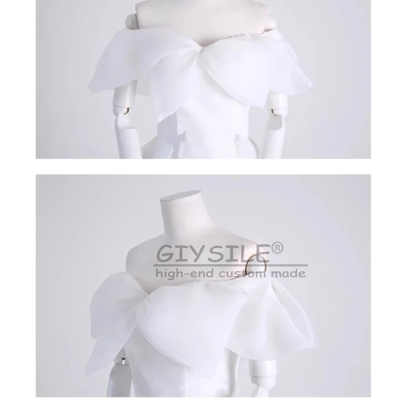 GIYSILE Vestido de casamento leve personalizado, novo, branco simples, 2025, novo laço, alto sentido, um ombro, alça super fada, vestido de festa nas costas