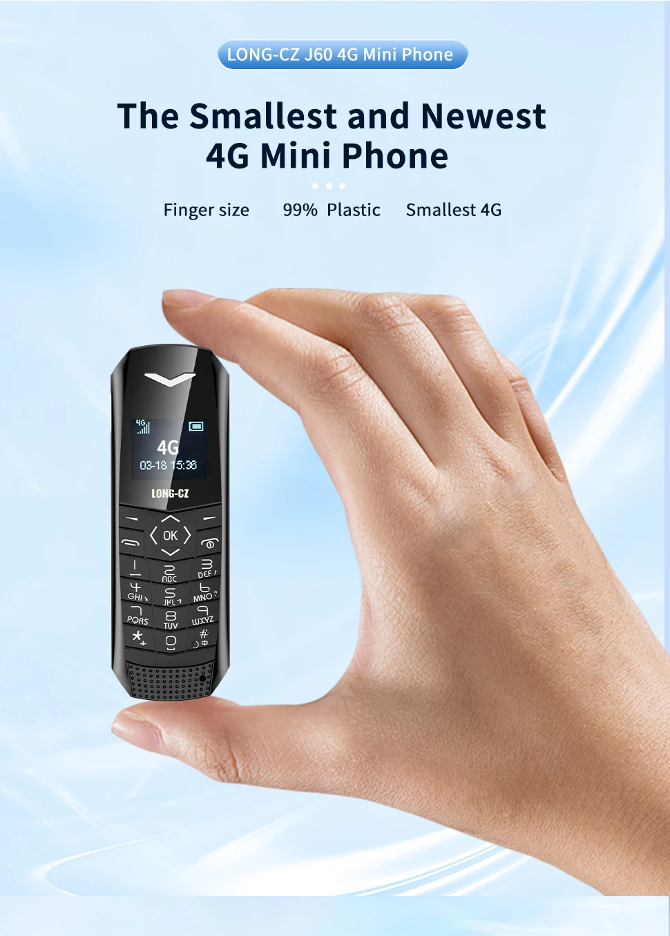 Super Mini Phone J60 4G Network Mobile Phone Wireless Bluetooth Keyboard Pocket Cellphone Alarm Clock SOS MP3 Player Recorder