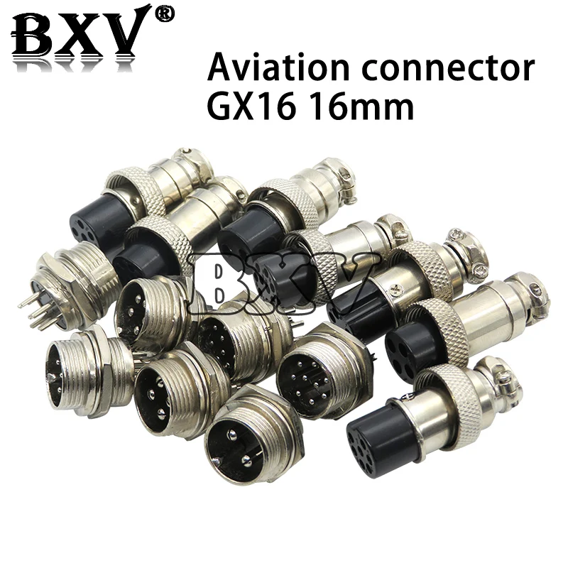 1Set GX16 2/3/4/5/6/7/8/9 Pin Male & Female 16mm Ibuw Metal Circular Aviation Connector Socket Plug 2PIN 3PIN 4PIN 5PIN 6PIN BXV