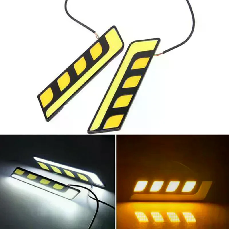 Waterproof COB LED Car Fog Light Daytime Running Lamp DRL With Turn Signal Function 1PC