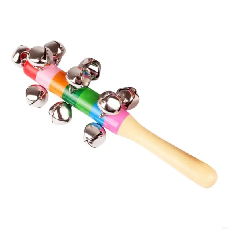 

581F Wooden Handheld Rattle Shaking Toy with Colorful Design for Toddler