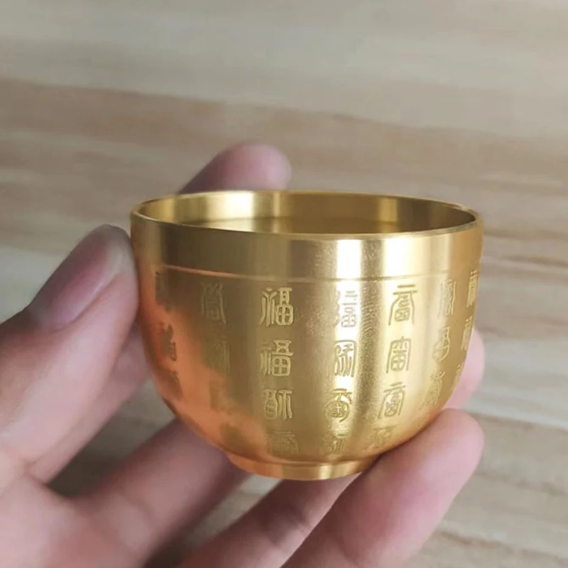 New#Pure Brass Baifu Cylinder Feng Shui Lucky Fortune Cornucopia Living Room Study Desktop Treasure Bowl Ornament Small Ashtray